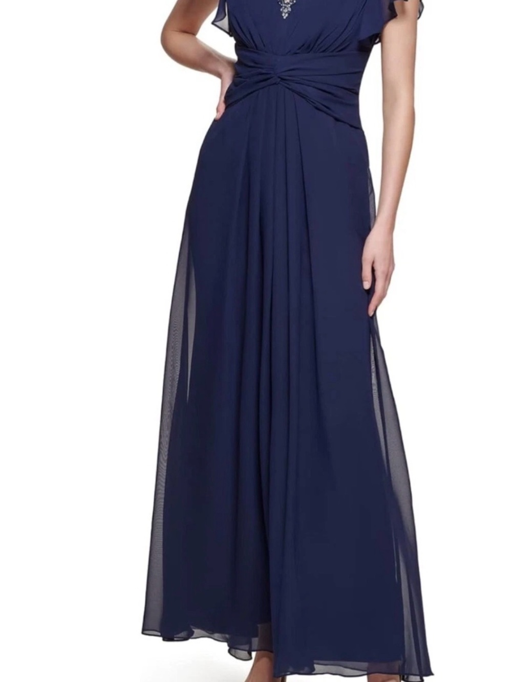 Eliza Navy Chiffon Evening Skirt - Elegant Floor-Length Women’s Skirt